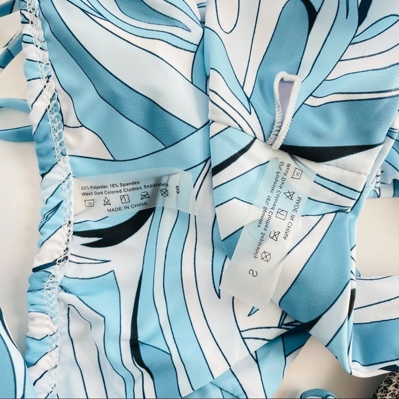 Swirl blue 2 piece swimsuit new - Picture 3 of 3